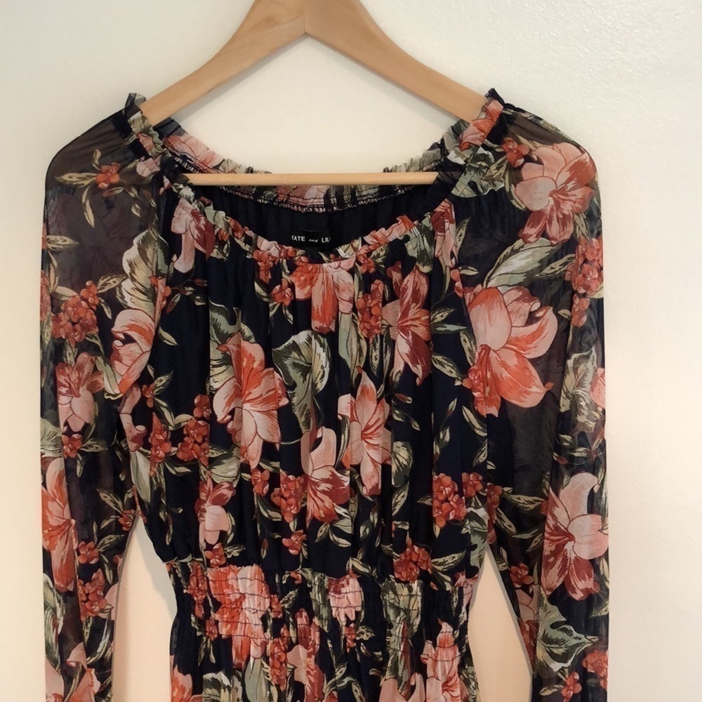 Kate and Lily floral tiered long sleeve dress size 8 - Picture 2 of 6